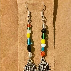 Sunflower Beaded Dangle Earrings